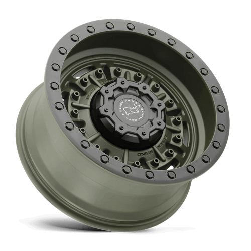 Black Rhino ABRAMS Olive Drab Green wheel showcasing rugged design and aggressive deep lip features.