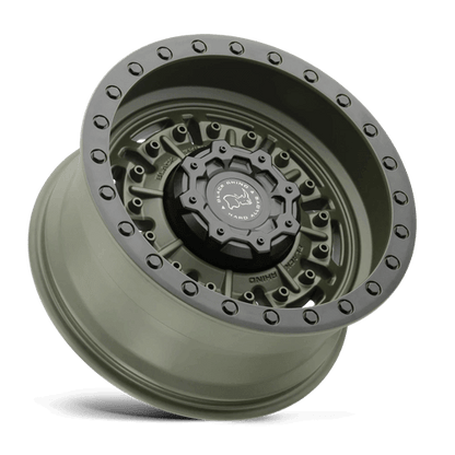Black Rhino ABRAMS Olive Drab Green wheel showcasing rugged design and aggressive deep lip features.