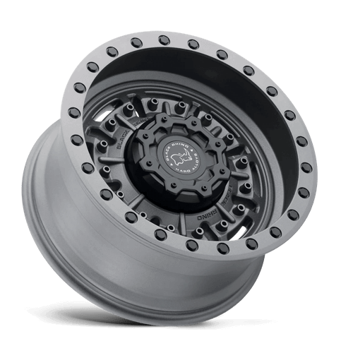 Black Rhino ABRAMS Textured Matte Gunmetal wheel showcasing a rugged design and aggressive deep lip.