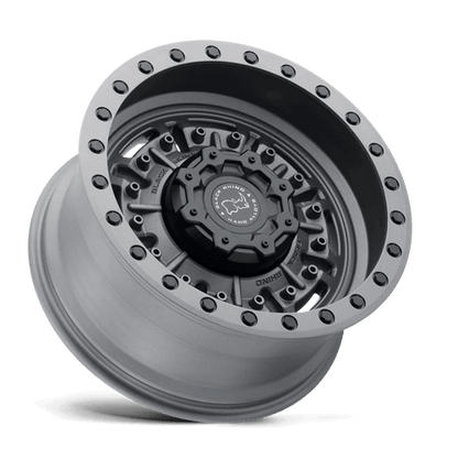 Black Rhino ABRAMS Textured Matte Gunmetal wheel showcasing a rugged design and aggressive deep lip.