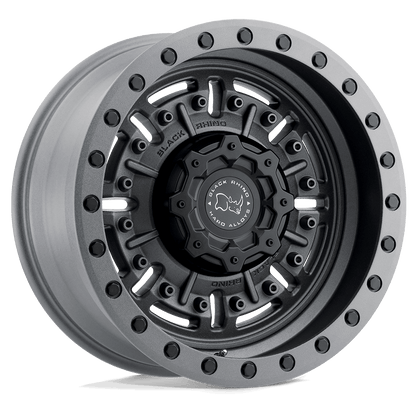 Black Rhino ABRAMS Textured Matte Gunmetal wheel showcasing aggressive design and rugged style.