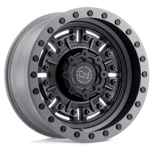 Black Rhino ABRAMS Textured Matte Gunmetal wheel featuring a rugged design and aggressive deep lip.