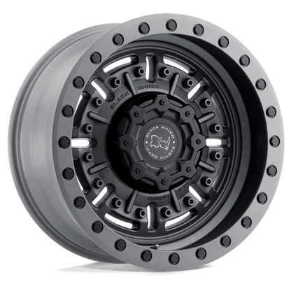Black Rhino ABRAMS Textured Matte Gunmetal wheel featuring a rugged design and aggressive deep lip.