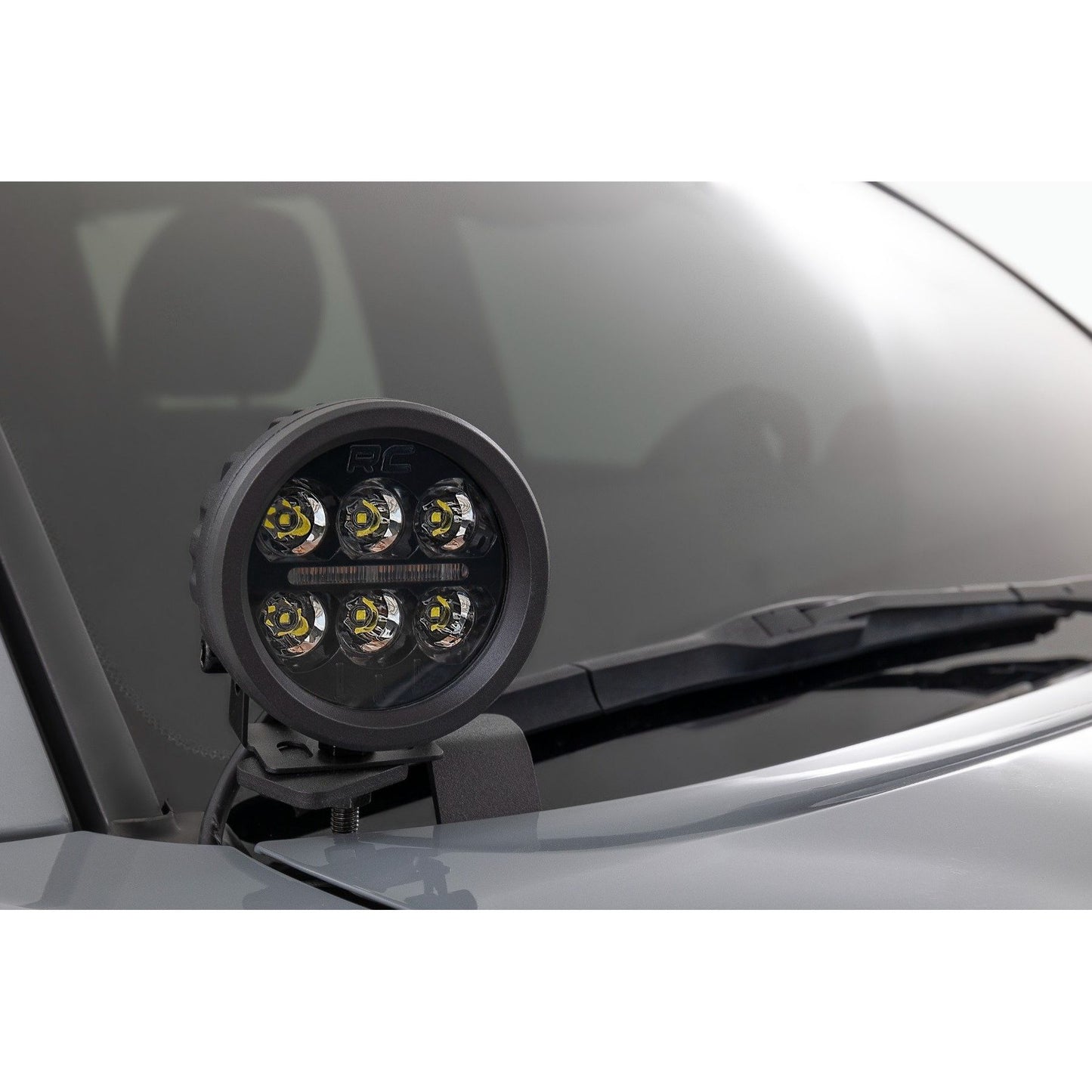 ROUGH COUNTRY LED Light Kit | Ditch Mount | Black Series Round | 3.5 Inch | Amber DRL | Toyota Tacoma (16-23) | 71085