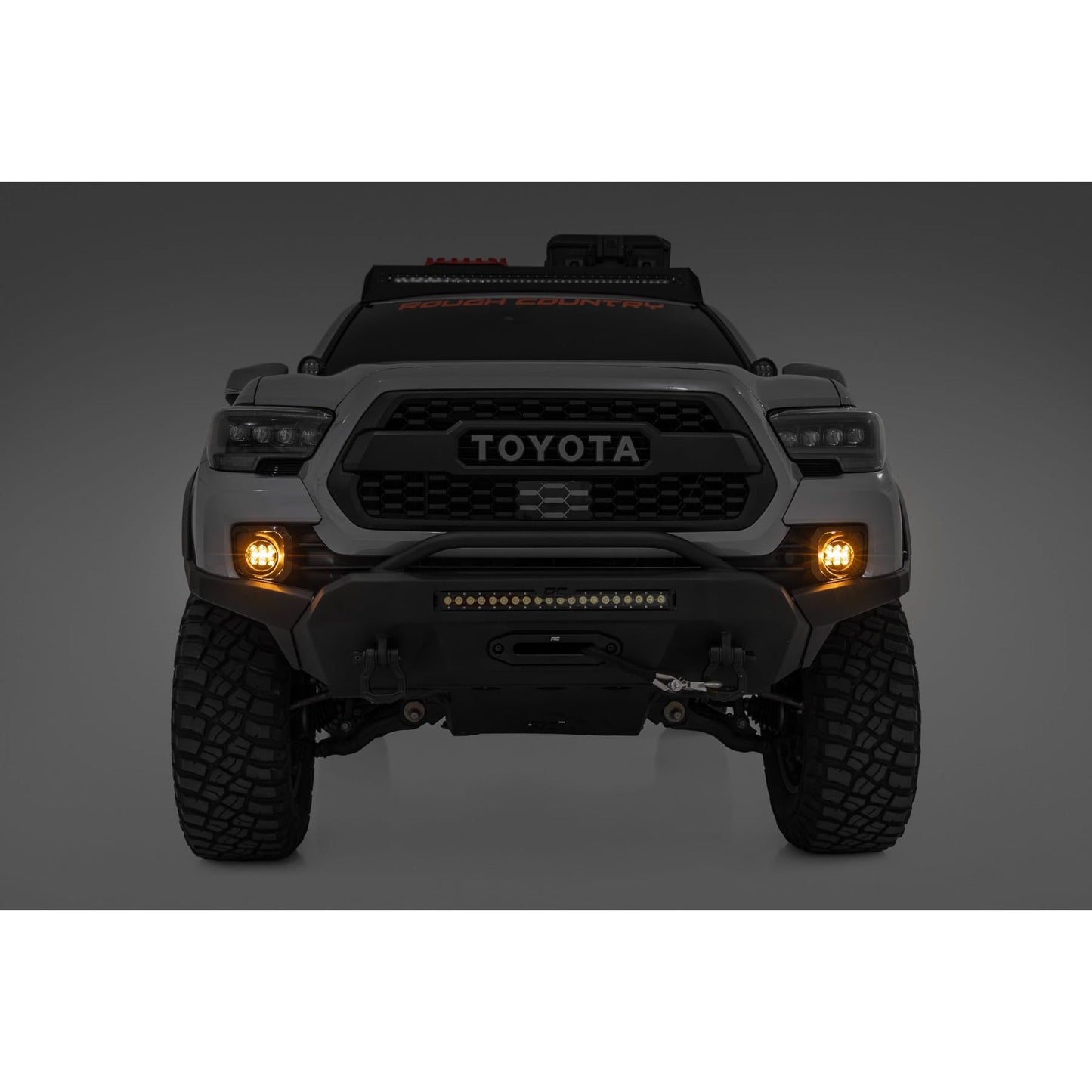 ROUGH COUNTRY | LED Fog Light Kit  3.5 Inch Round Black Series  Amber DRL  Toyota Tacoma (16-23) | 71095