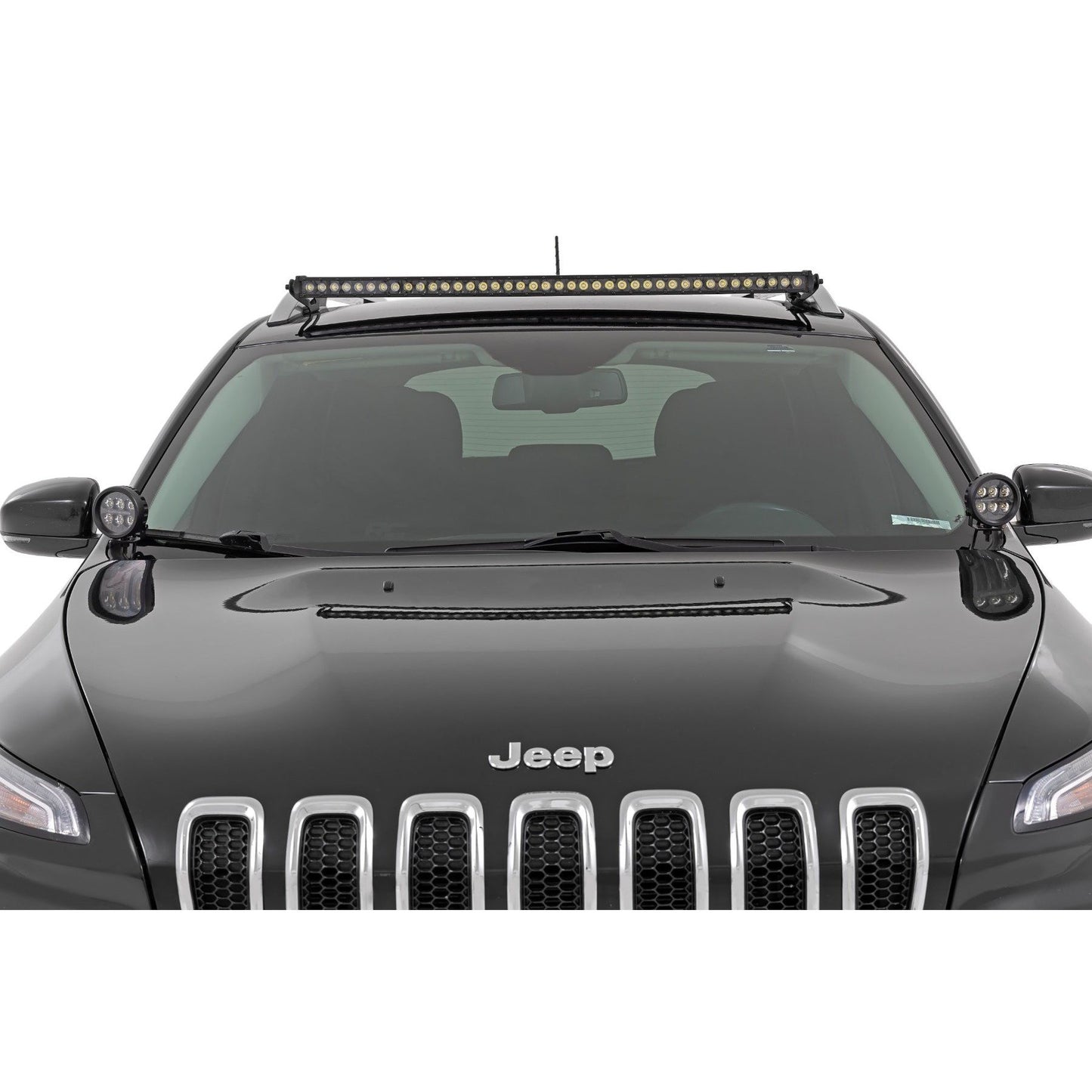 ROUGH COUNTRY LED Light Kit | Ditch Mount | 2" Black Pair | Amber DRL | Jeep Cherokee KL (14-21) | 70081