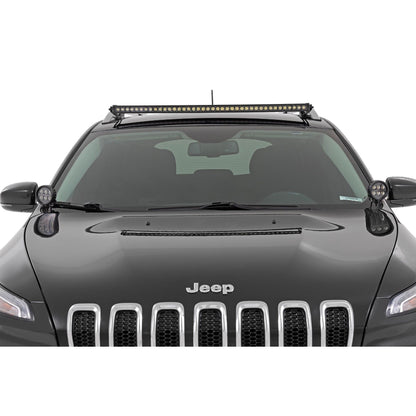 ROUGH COUNTRY LED Light Kit | Ditch Mount | Black Series Round | 3.5 Inch | Amber DRL | Jeep Cherokee KL (14-21) | 70083