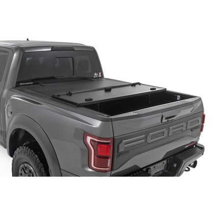 ROUGH COUNTRY Hard Tri-Fold Flip Up Bed Cover | 5'7" Bed | Ford F-150 (21-25)/F-150 Lightning (22-25)  | 49221550
