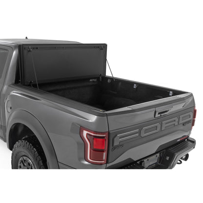 ROUGH COUNTRY Hard Tri-Fold Flip Up Bed Cover | 5'7" Bed | Ford F-150 (21-25)/F-150 Lightning (22-25)  | 49221550