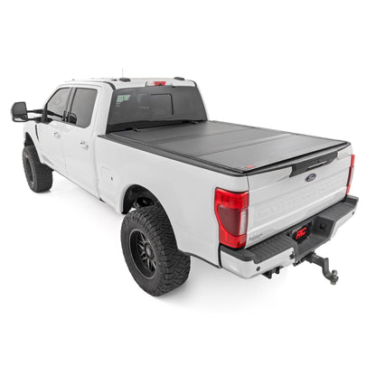 ROUGH COUNTRY Hard Tri-Fold Flip Up Bed Cover | 6'10" Bed | Ford F-250/F-350 Super Duty (17-26) | 49220651