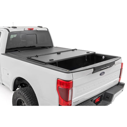 ROUGH COUNTRY Hard Tri-Fold Flip Up Bed Cover | 6'10" Bed | Ford F-250/F-350 Super Duty (17-26) | 49220651