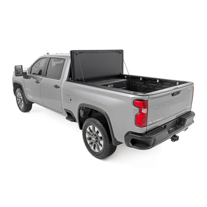 ROUGH COUNTRY Hard Tri-Fold Flip Up Bed Cover | 6'9" Bed | Chevy/GMC  Silverado/Sierra 2500HD/3500HD (20-25) | 49120651