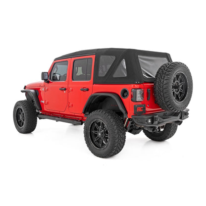 ROUGH COUNTRY Oval Nerf Steps | 4 Door | Black | Jeep Wrangler Unlimited 4WD (2018-2025) | 21016