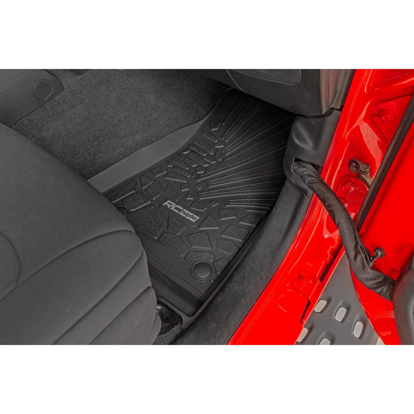 ROUGH COUNTRY Flex-Fit Floor Mats | FR & RR | RR Lockable | Jeep Gladiator JT 4WD (20-25) | FF-61501