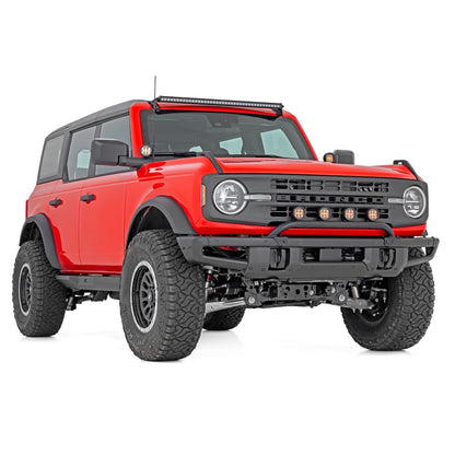 ROUGH COUNTRY Light Bar Mount | 3.5" Round LED (Quad) | Black | Amber DRL | OE Modular Steel | Ford Bronco (21-24) | 51136