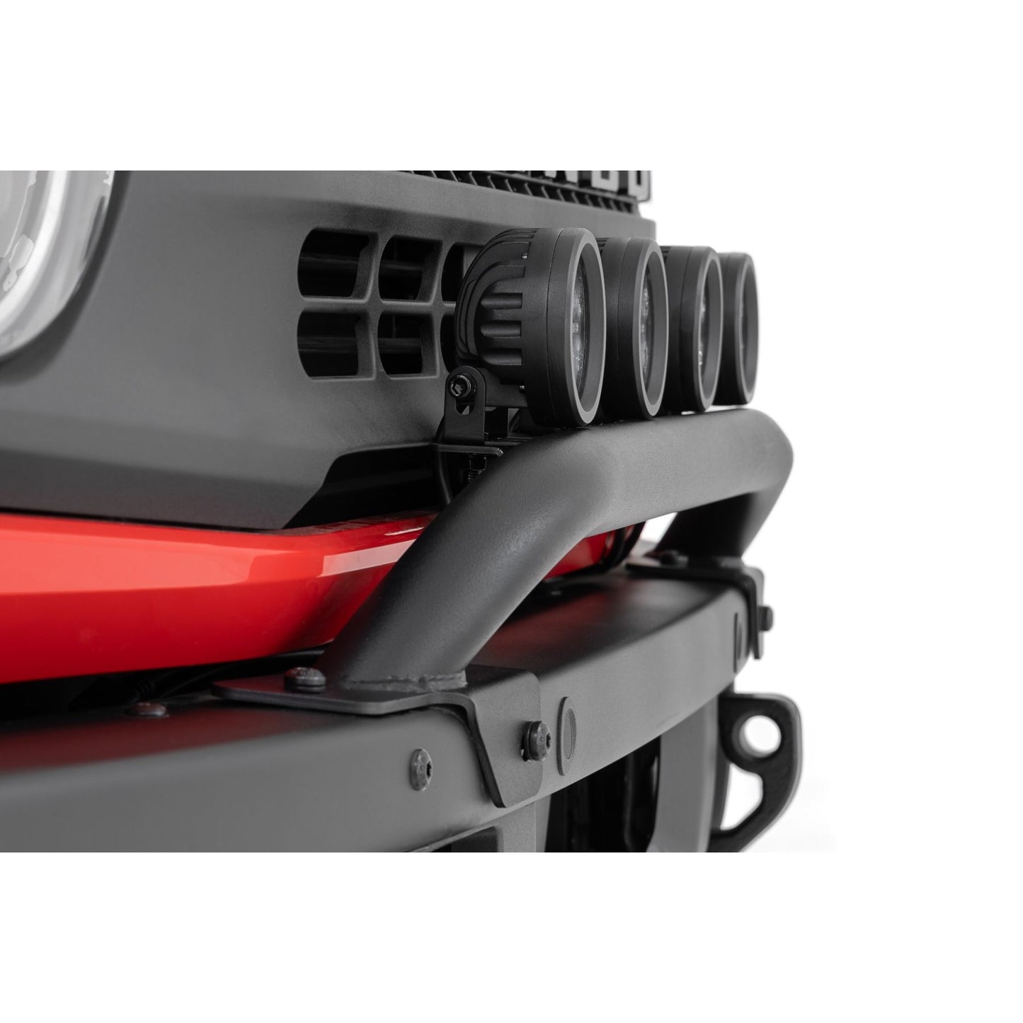 ROUGH COUNTRY Light Bar Mount | 3.5" Round LED (Quad) | Black | Amber DRL | OE Modular Steel | Ford Bronco (21-24) | 51136