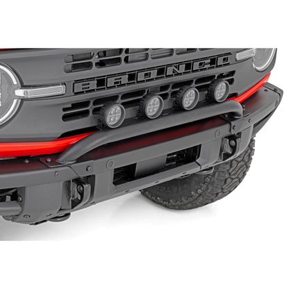 ROUGH COUNTRY Light Bar Mount | 3.5" Round LED (Quad) | Black | Amber DRL | OE Modular Steel | Ford Bronco (21-24) | 51136