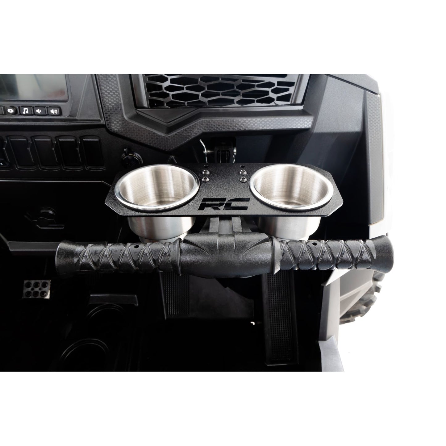 ROUGH COUNTRY Passenger Grip Handle Dual Cup Holder | Polaris RZR S 570/RZR S4 1000  | 93058