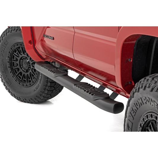 ROUGH COUNTRY Oval Nerf Step | Double Cab | Black | Toyota Tacoma 2WD/4WD (2024-2025) | 21017