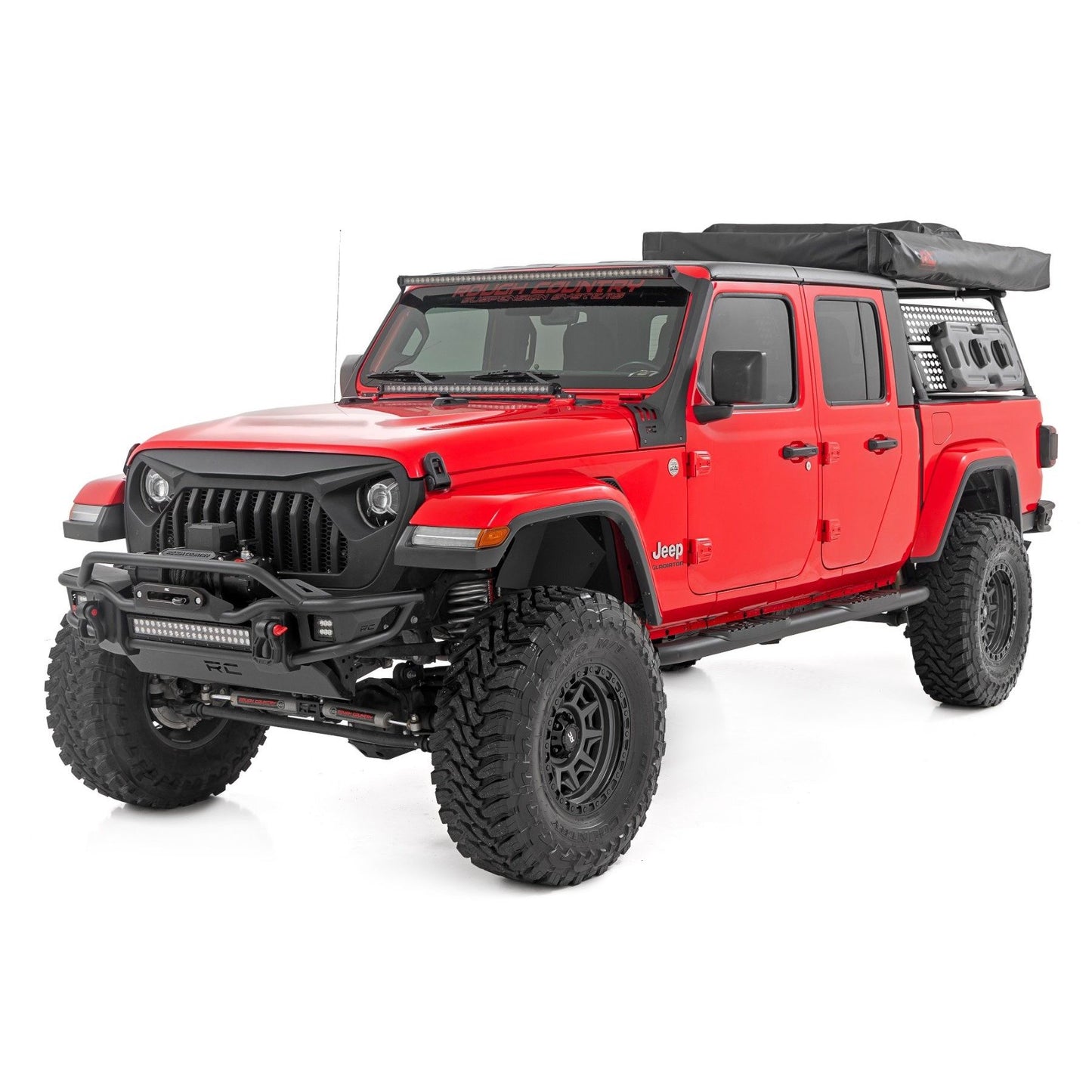 ROUGH COUNTRY Oval Nerf Steps | Black | Jeep Gladiator JT 4WD (2020-2025) | 21015