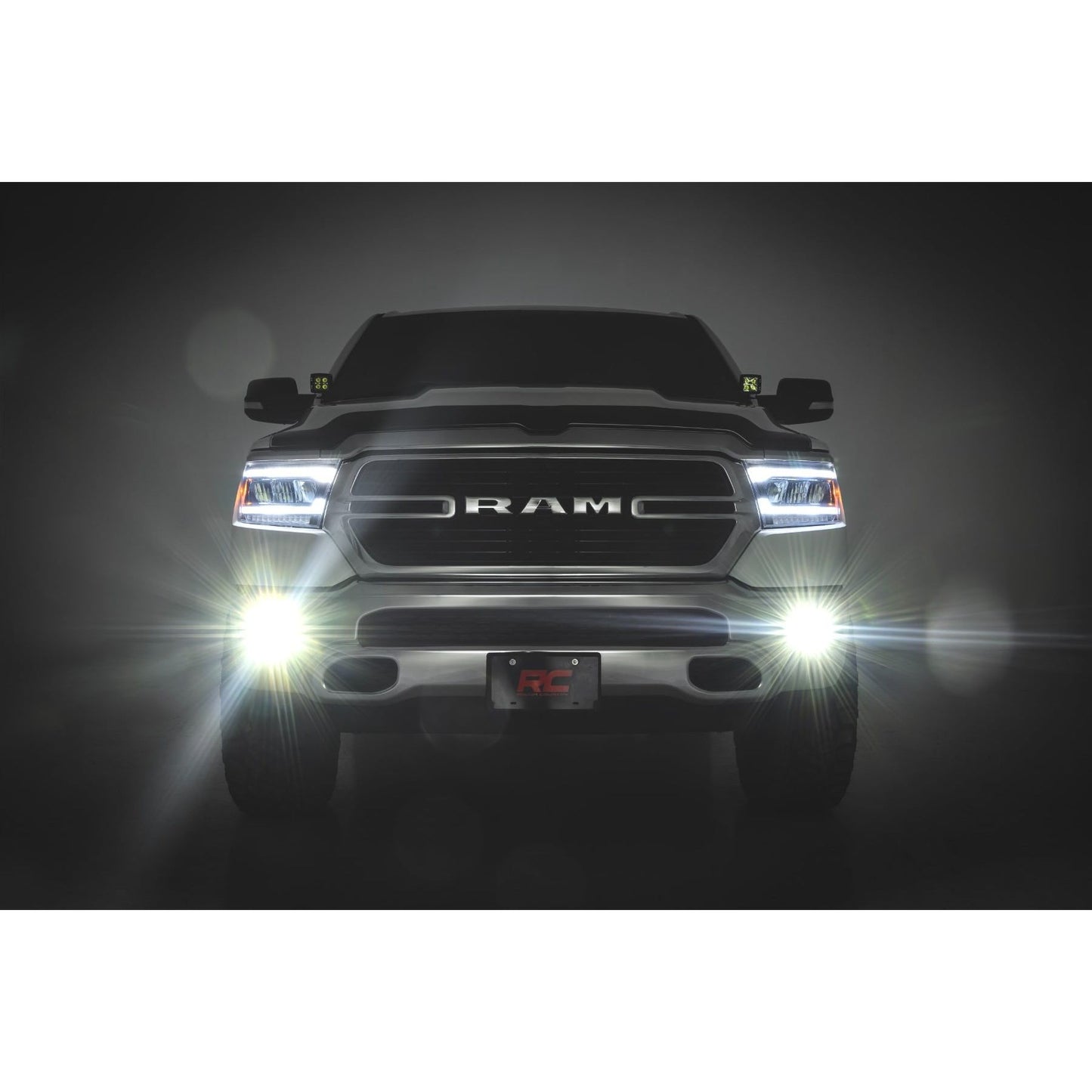 ROUGH COUNTRY | LED Fog Light Kit  3.5 Inch Round Black Series  Amber DRL  Ram 1500 (2019-2024) | 30005