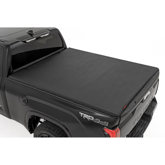 ROUGH COUNTRY | Soft Tri-Fold Bed Cover  With & W/O OE Rails  6'7" Bed  Toyota Tundra (22-26) | 41419660A