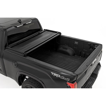 ROUGH COUNTRY | Soft Tri-Fold Bed Cover  With & W/O OE Rails  6'7" Bed  Toyota Tundra (22-26) | 41419660A