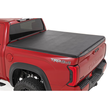 ROUGH COUNTRY | Soft Tri-Fold Bed Cover  5'7" Bed  with and w/o OE Rail  Toyota Tundra (22-26) | 41419560A