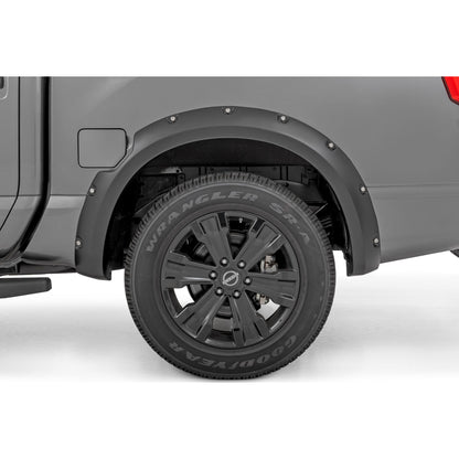 ROUGH COUNTRY Pocket Fender Flares | G41 Magnetic Black | Nissan Titan 2WD/4WD (2017-2024) | F-N101705A-G41