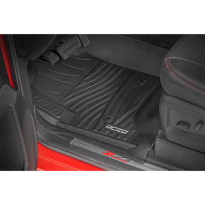 ROUGH COUNTRY Flex-Fit Floor Mats | FR & RR | FR Bucket | Crew | Chevy/GMC 1500/2500HD/3500HD 2WD/4WD | FF-21413