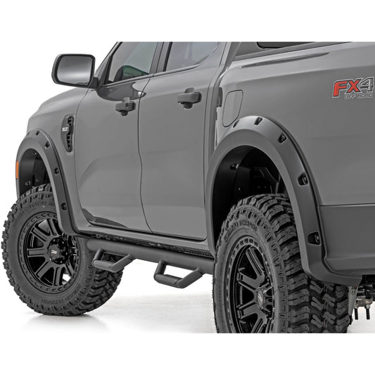 ROUGH COUNTRY Pocket Fender Flares | NE Cactus Gray | Ford Ranger 2WD/4WD (2024-2025) | F-F12401-NE