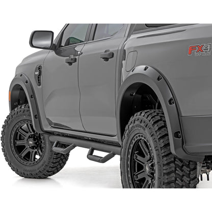 ROUGH COUNTRY | Pocket Fender Flares  T9 Marsh Gray  Ford Ranger 2WD/4WD (2024-2026) | F-F12401-T9