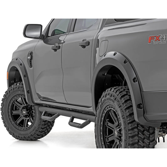 ROUGH COUNTRY | Pocket Fender Flares  T9 Marsh Gray  Ford Ranger 2WD/4WD (2024-2026) | F-F12401-T9