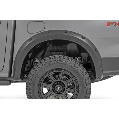 ROUGH COUNTRY | Pocket Fender Flares  E7 Velocity Blue  Ford Ranger 2WD/4WD (2024-2026) | F-F12401-E7