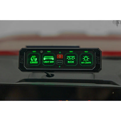 ROUGH COUNTRY 4 Gang Switch Panel | RGB Backlit Buttons | Multifunction Modes | 70965