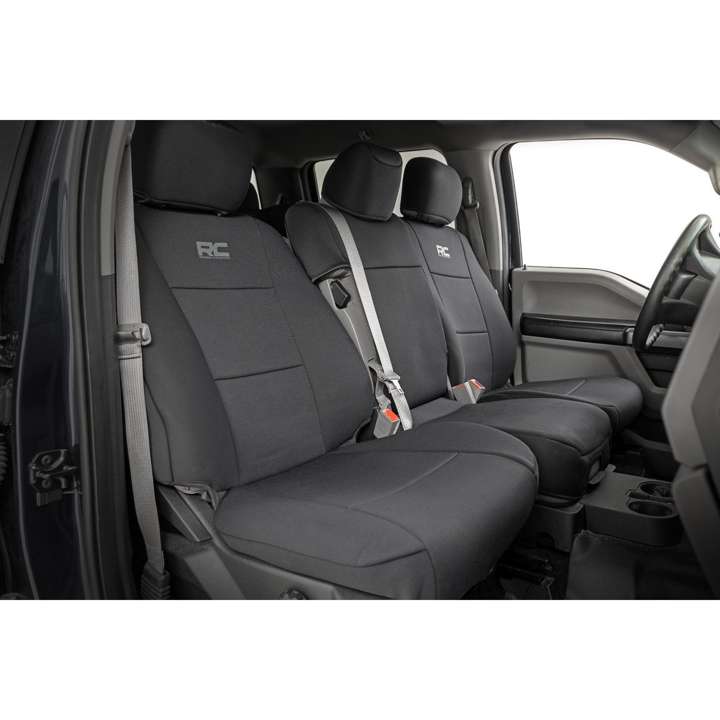 ROUGH COUNTRY Seat Covers | FR Bench | Ford F-150 (15-25)/F-250 Super Duty (17-25)/F-350 Super Duty (17-25) | 91063