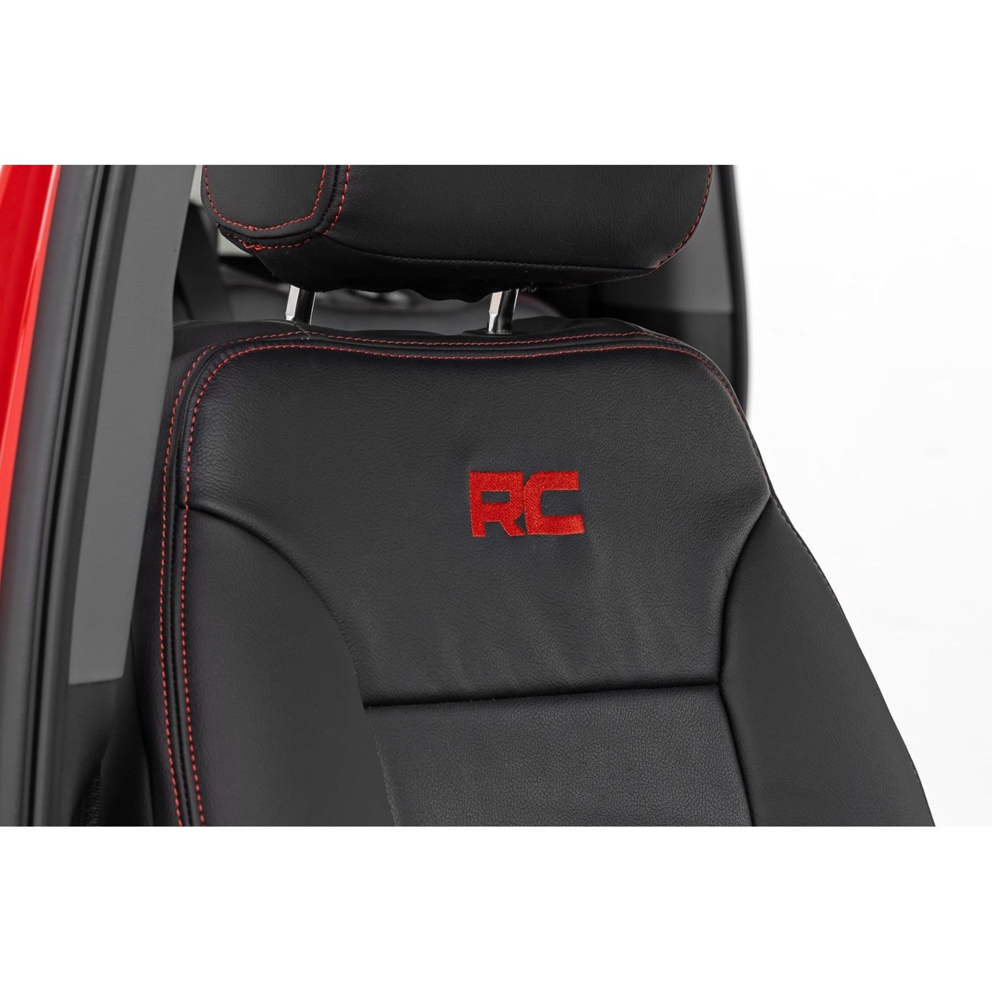 ROUGH COUNTRY | Leather Seat Covers  FR Bucket  RR 60/40  Chevy/GMC Sierra 1500 (19-26)/Silverado 1500 (19-26) | 91071L
