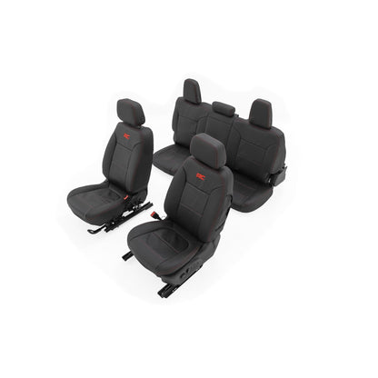 ROUGH COUNTRY | Leather Seat Covers  FR Bucket  RR 60/40  Chevy/GMC Sierra 1500 (19-26)/Silverado 1500 (19-26) | 91071L
