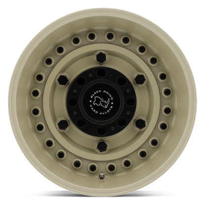 Black Rhino ARMORY Desert Sand off-road wheel showcasing tactical design and rugged construction.