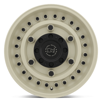 Black Rhino ARMORY Desert Sand off-road wheel showcasing rugged design and tactical style.