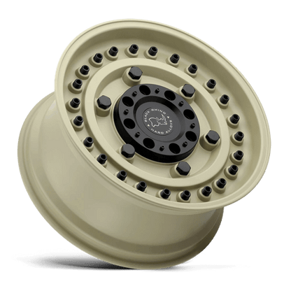 Black Rhino ARMORY Desert Sand off-road wheel showcasing rugged design and tactical style for off-highway vehicles.