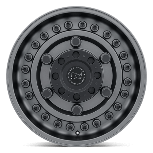 Black Rhino ARMORY Gun Black wheel featuring rugged tactical design and mil-spec attitude for off-road vehicles.