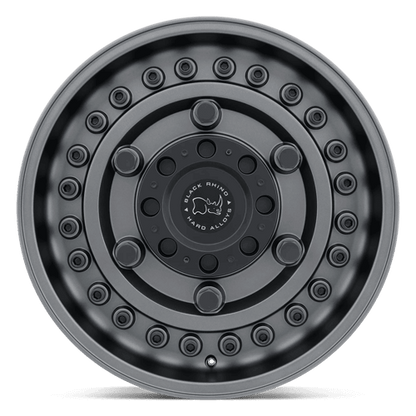 Black Rhino ARMORY Gun Black wheel featuring rugged tactical design and mil-spec attitude for off-road vehicles.