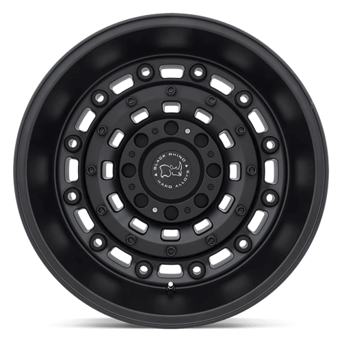 Black Rhino ARSENAL Textured Matte Black wheel showcasing a tactical design with bolted face and chiseled accents.