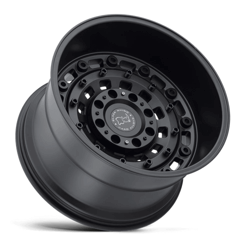 Black Rhino ARSENAL Textured Matte Black military-inspired wheel with bolted face and tactical design.
