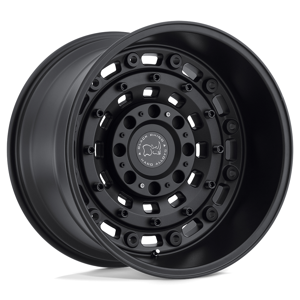 Black Rhino ARSENAL Textured Matte Black wheel showcasing a military-inspired design and bolted accents.