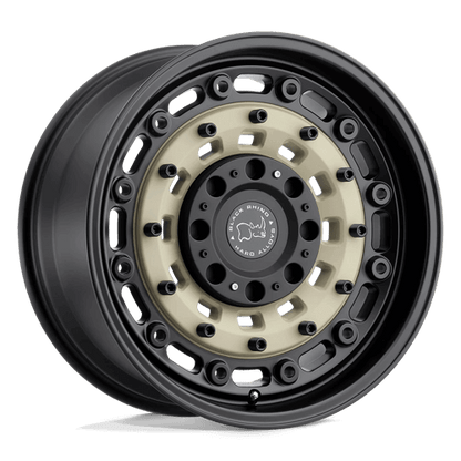 Black Rhino ARSENAL Sand On Black wheel featuring a tactical design for adventurous overland explorers.