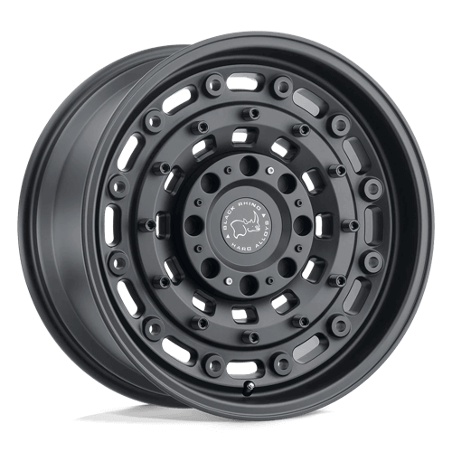 Black Rhino ARSENAL Textured Matte Black wheel with tactical design and bolted face for overland vehicles.