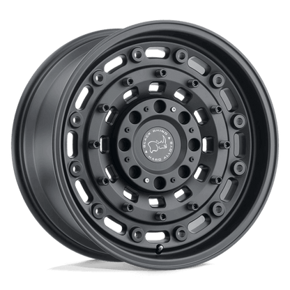Black Rhino ARSENAL Textured Matte Black wheel with tactical design and bolted face for overland vehicles.