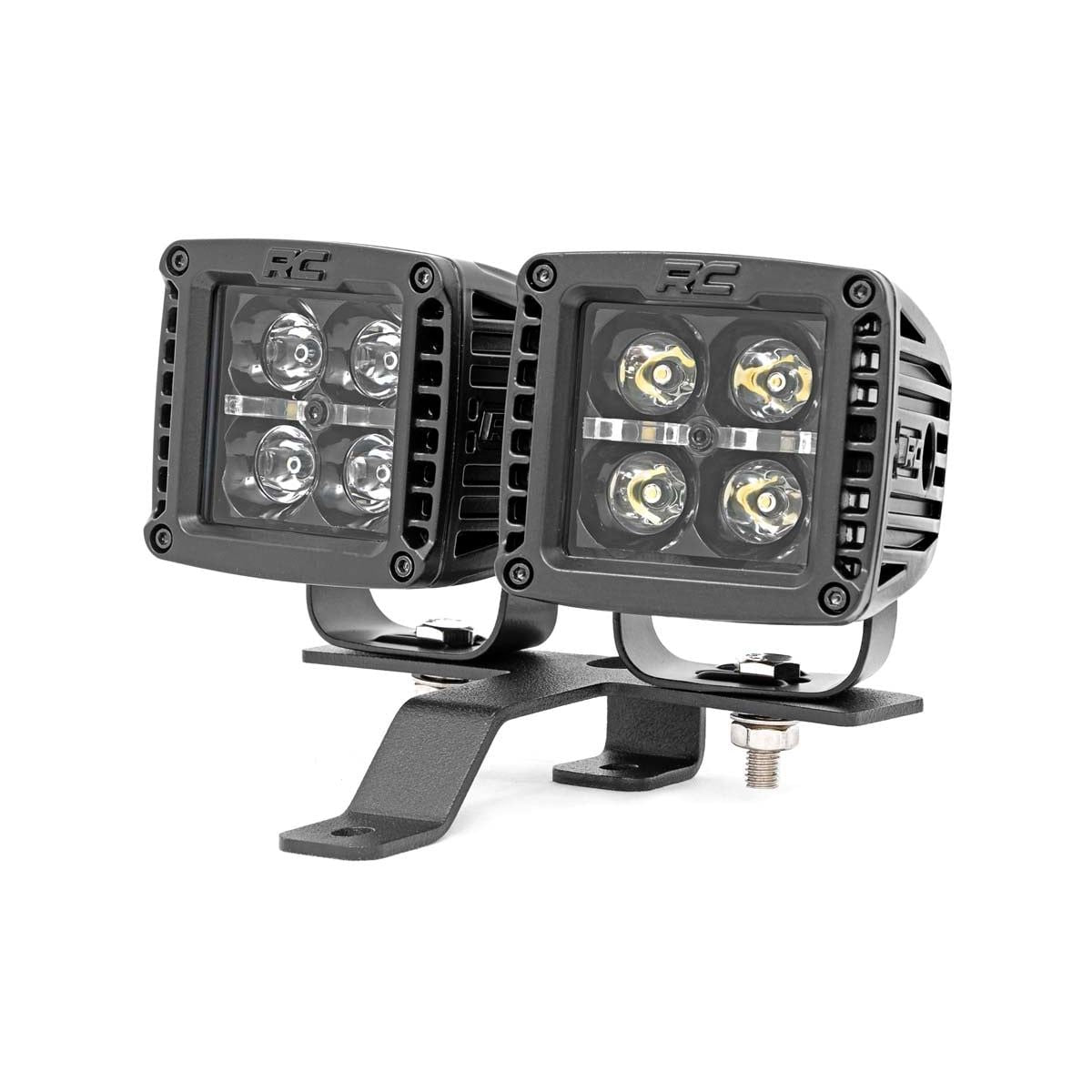 ROUGH COUNTRY LED Light Kit | Quad | Cowl Mount | 2" Black | White DRL | Jeep Gladiator JT/Wrangler JL (18-25) | 70824